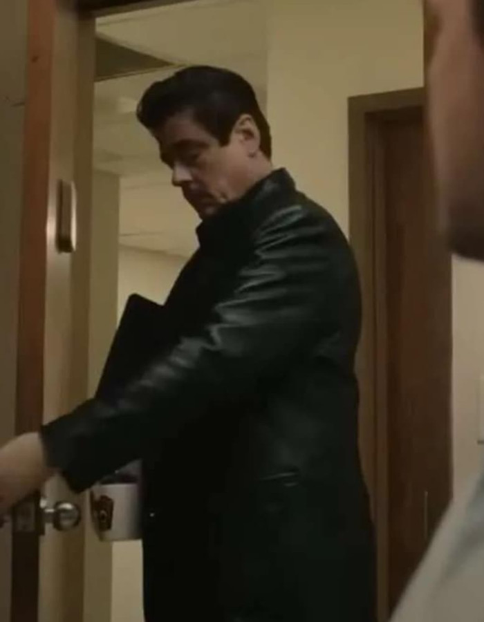 Reptile 2023 Benicio Del Toro Black Leather Blazer