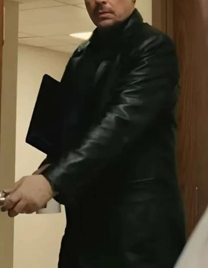 Reptile 2023 Benicio Del Toro Black Leather Blazer