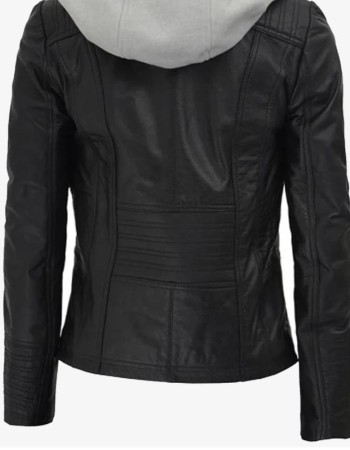 Gloria Womens Slim-fit Black Leather Jacket