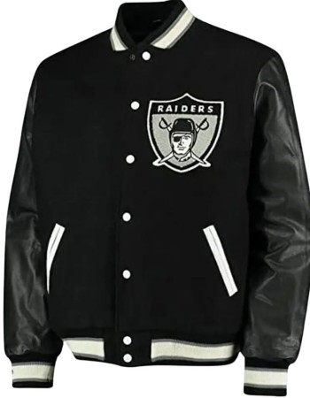 Las Vegas Raiders Black Wool Varsity Jacket