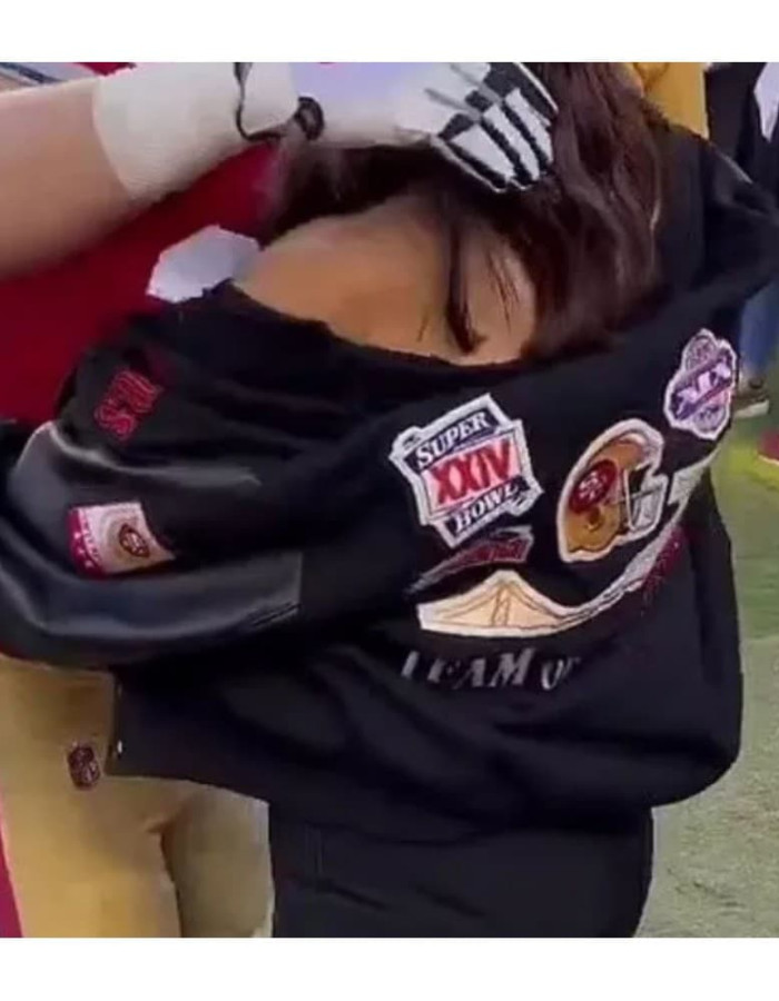 Olivia Culpo San Francisco 49ers Black Bomber Jacket