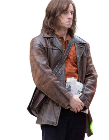 ROCKETMAN JAMIE BELL (BERNIE TAUPIN) BROWN LEATHER JACKET