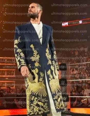 WWE RAW Seth Rollins Golden Peacock Long Coat