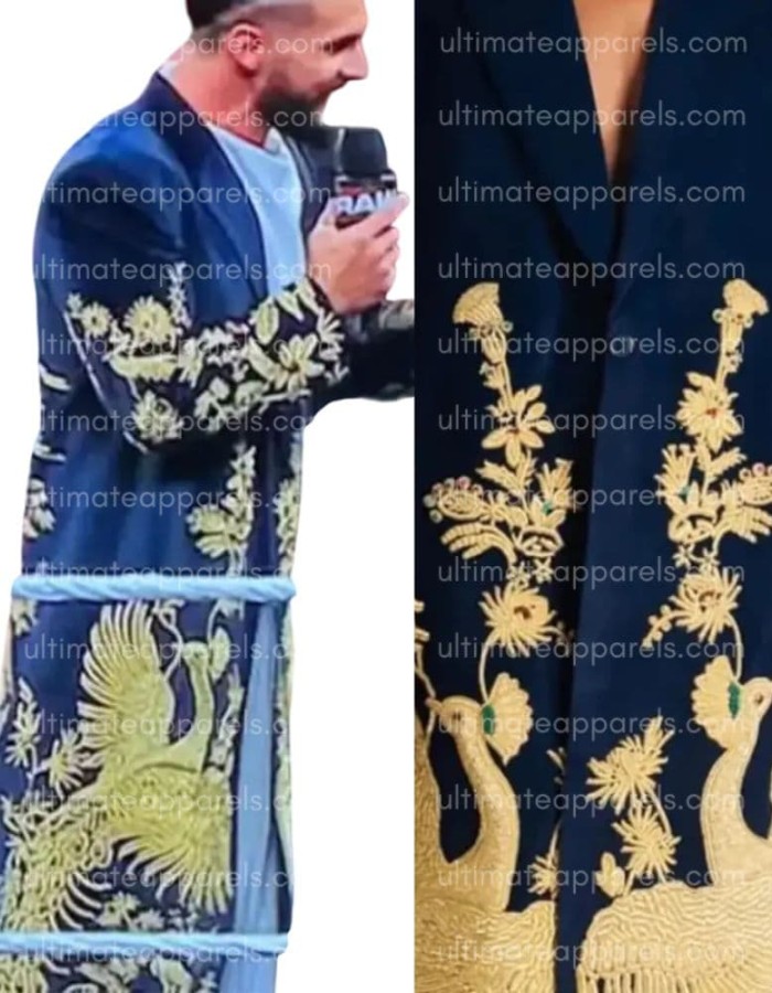 WWE RAW Seth Rollins Golden Peacock Long Coat