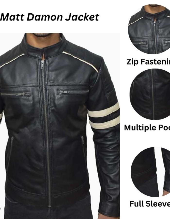 Good Will Hunting Matt Damon Black Leather Jacket