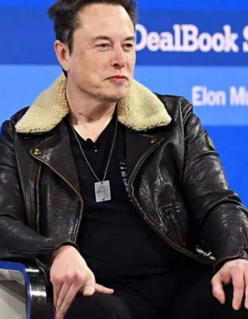 Elon Musk Black Shearling Leather Jacket
