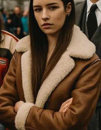 F1-Series Women's Brown Shearling Jacket