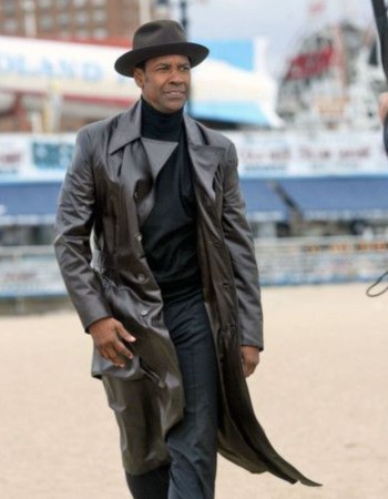 AMERICAN GANGSTER DENZEL WASHINGTON (FRANK LUCAS) BLACK LEATHER COAT