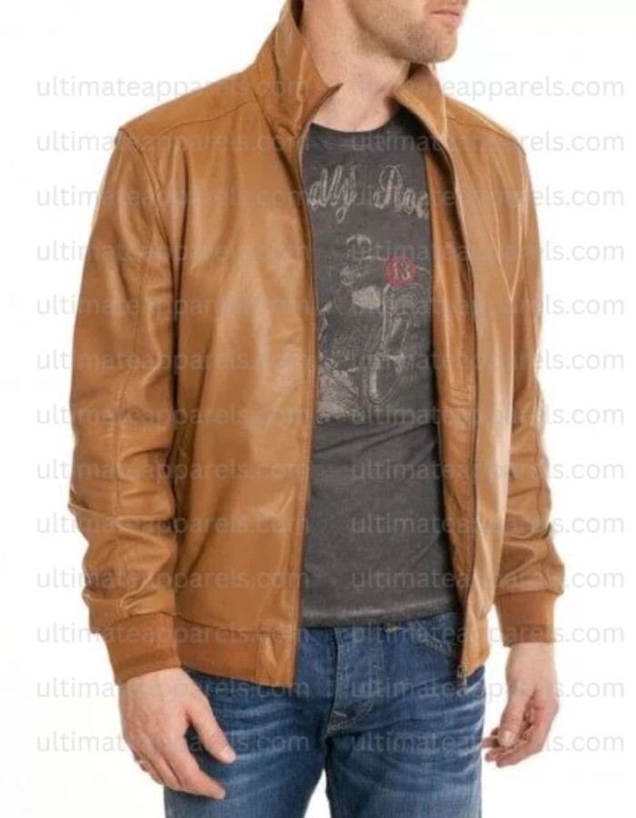 Men’s Casual Bomber Camel Brown Jacket