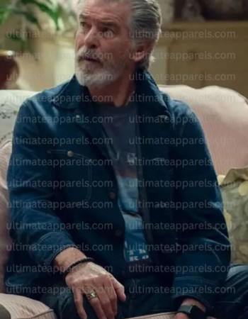 The Thursday Murder Club 2025 Pierce Brosnan Ron Denim Jacket