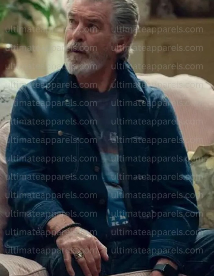 The Thursday Murder Club 2025 Pierce Brosnan Ron Denim Jacket
