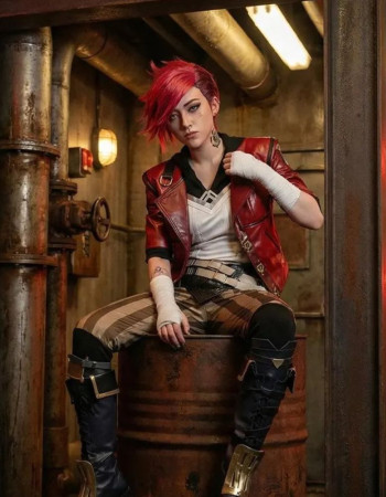 Arcane Vi Cosplay Cropped Biker Jacket