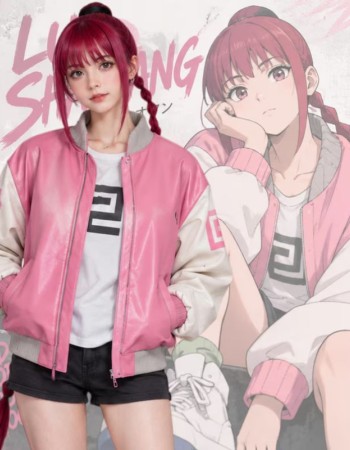 Chainsaw Man Makima Pink Bomber Jacket