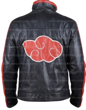 NARUTO AKATSUKI ITACHI UCHIHA BLACK HOODED LEATHER JACKET