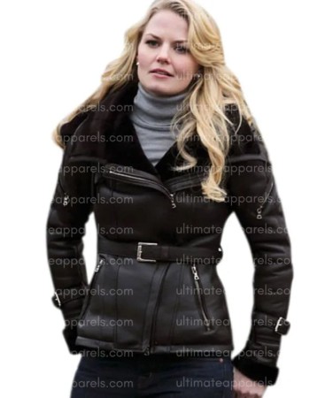 Once Upon A Time Jennifer Morrison Emma Swan Hooded Leather Jacket