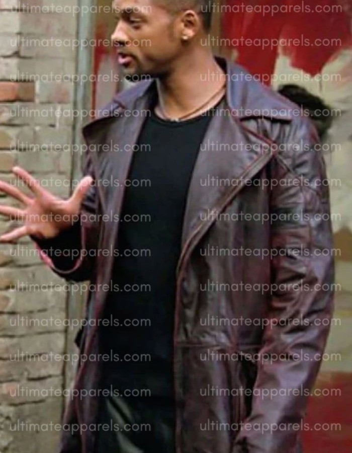 I, Robot Will Smith Del Spooner Red Distressed Leather Jacket