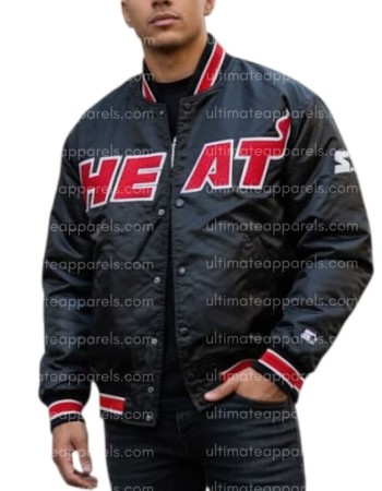 90s Miami Heat Heavyweight Black Satin Jacket