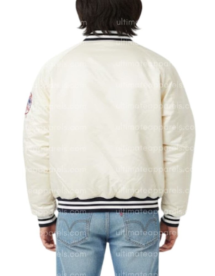 90s New York White Satin Vintage Yankees Jacket