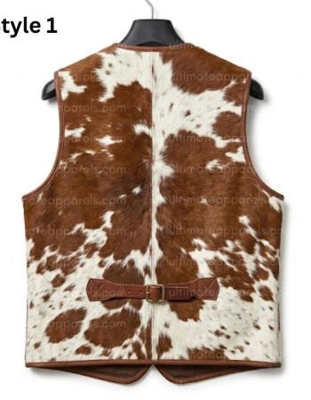 Handmade Western Cowhide Leather Natural Hairon Vest