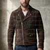 The Renegade Moto-Fringe Distressed Brown Espresso Leather Jacket