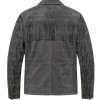 The Transit Charcoal Gray Suede Tassel Jacket
