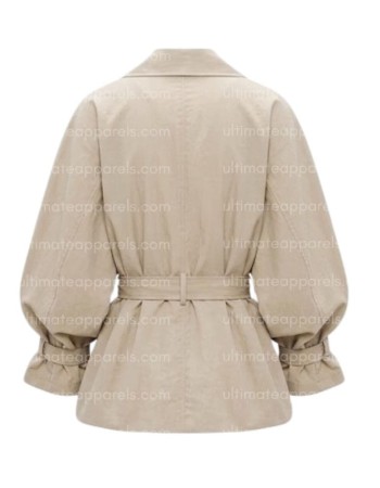 Hailey Bieber Sydney Beige Belted Cotton Jacket