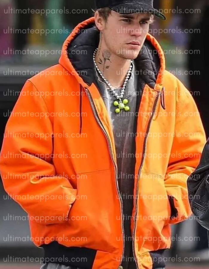 Justin Bieber Los Angeles Orange Hooded Jacket