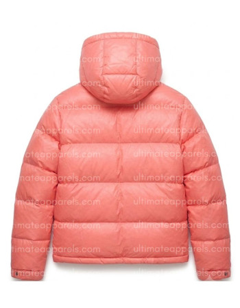 Singer Justin Bieber Pink Puffer Jacket