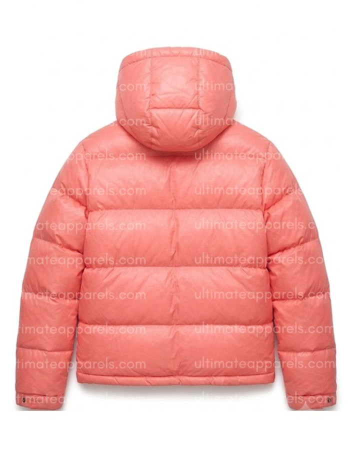 Singer Justin Bieber Pink Puffer Jacket