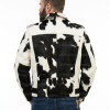 Black & White Real Hair-on Cowhide Leather Jacket for Men – Premium Winter Biker Outerwear