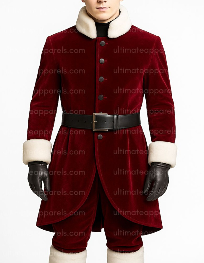 Men’s Christmas Santa Claus Maroon Velvet Coat