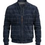 The Patriot Navy Blue Suede Fringe Bomber Jacket