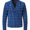 The Cobalt Rider Men’s Minimalist Blue Fringe Biker Suede Leather Jacket