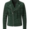 The Forest Wanderer Braided Green Fringe Suede Men’s Jacket