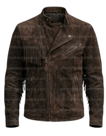 The Renegade Moto-Fringe Distressed Brown Espresso Leather Jacket