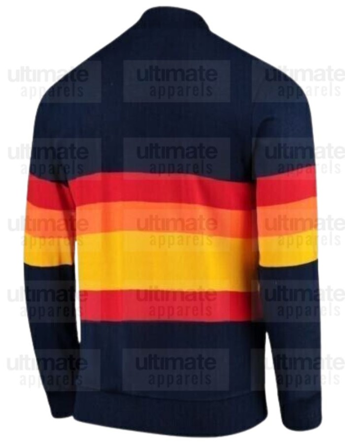 Kate Upton Astros Blue With Rainbow Stripes Fleece Jacket