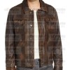 Distressed Brown Shirt Collar Real Leather Jacket