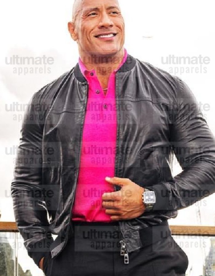 Black Adam Dwayne Johnson Black leather Jacket