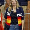 Kate Upton Astros Blue With Rainbow Stripes Fleece Jacket