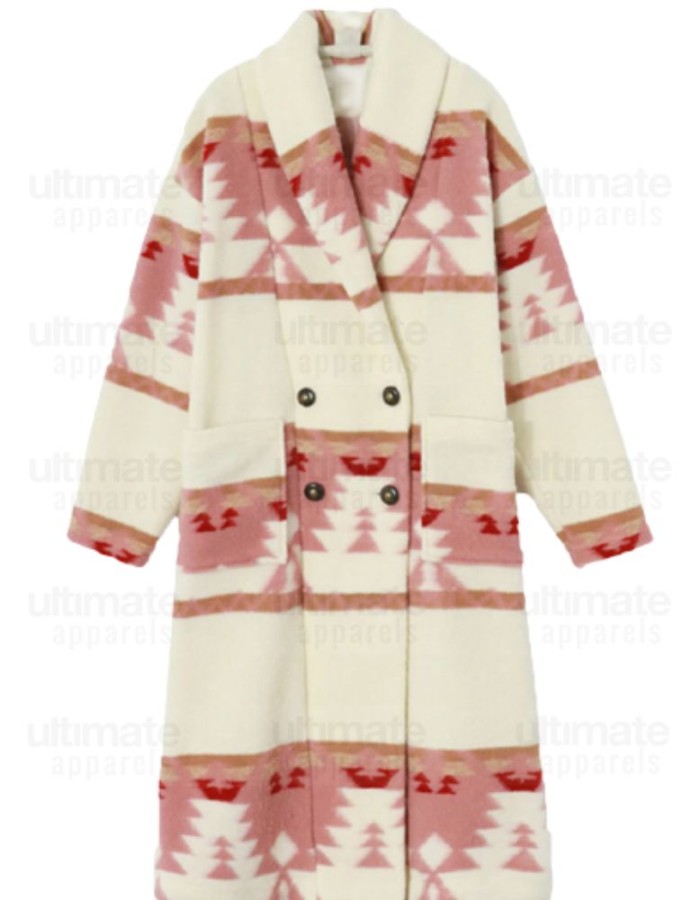 Yellowstone S05 Kelly Reilly (Beth Dutton)  Pink Wool Coat