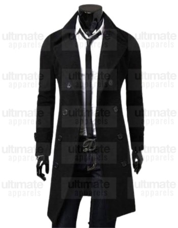 Men's Casual Double Breasted Slim Fit Trench Blazer Coat
