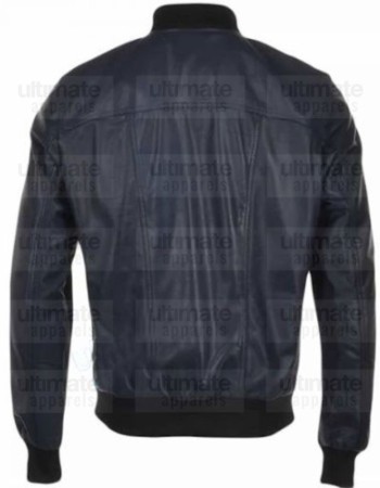Men's Fashion Blue Bomber Leather Jacket