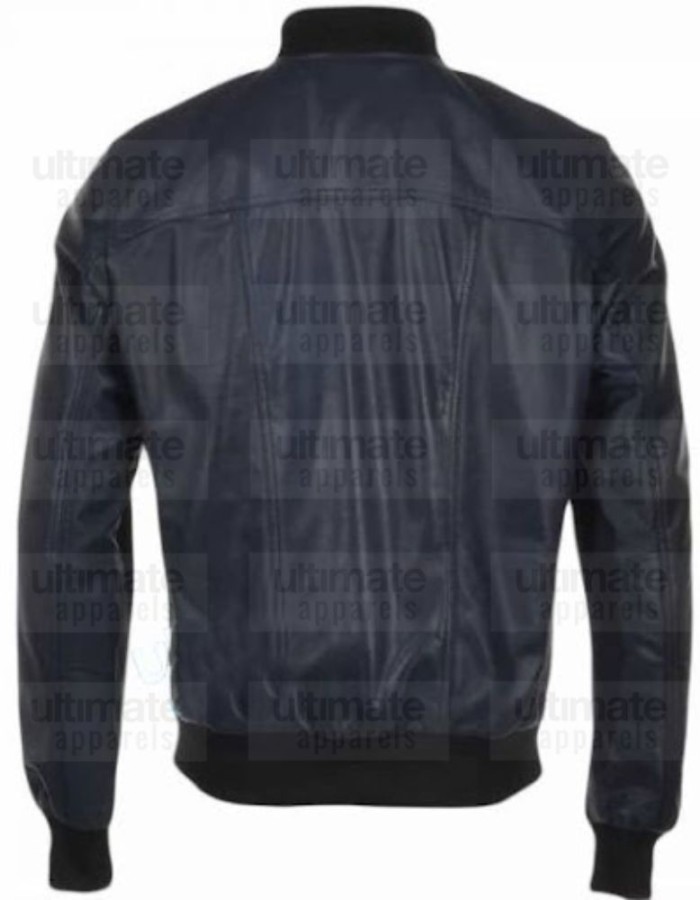 Men's Fashion Blue Bomber Leather Jacket