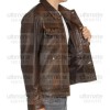 Distressed Brown Shirt Collar Real Leather Jacket