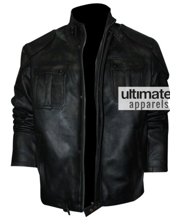 Cafe Racer Men's Black Distressed Motorcycle Jacket