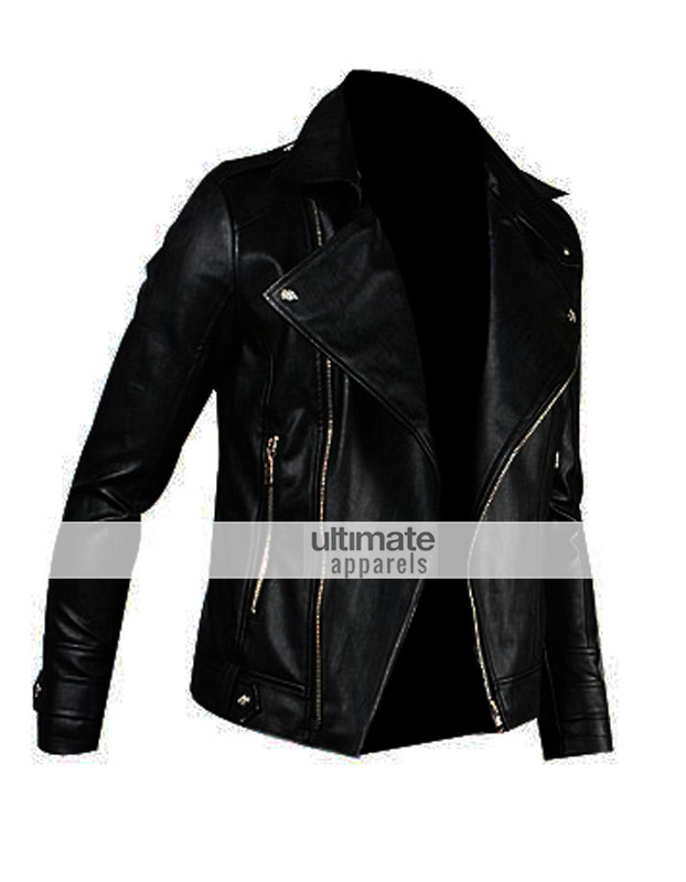 Slim Fitted Mens Faux/PU Black Leather Biker Jacket