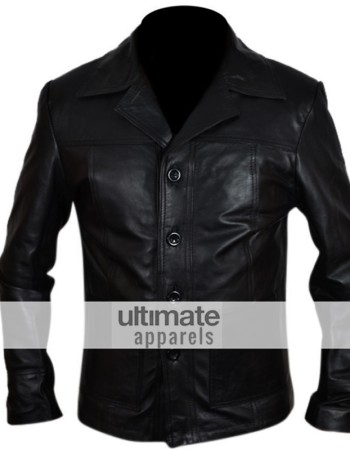Killing Them Softly Brad Pitt Black Leather Jacket/Coat