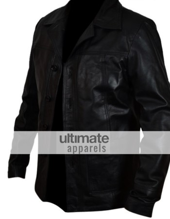 Killing Them Softly Brad Pitt Black Leather Jacket/Coat