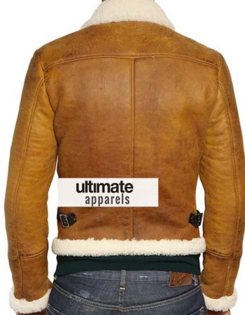 Designers Men Shearling Winter Tan Motorcycle Jacket