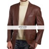 Mens Brown Leather Blazer Jacket Coat